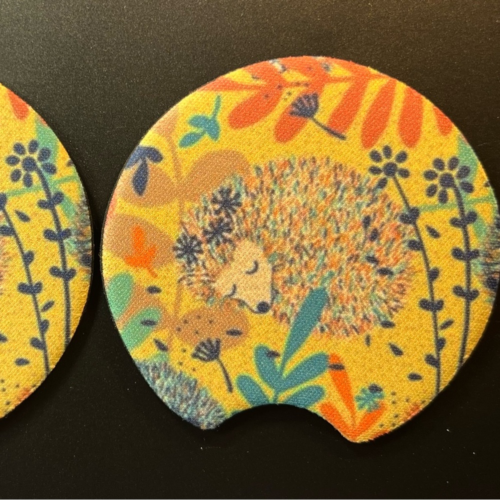 Hedgehog Sleeping Car Cup Holder Coasters New
